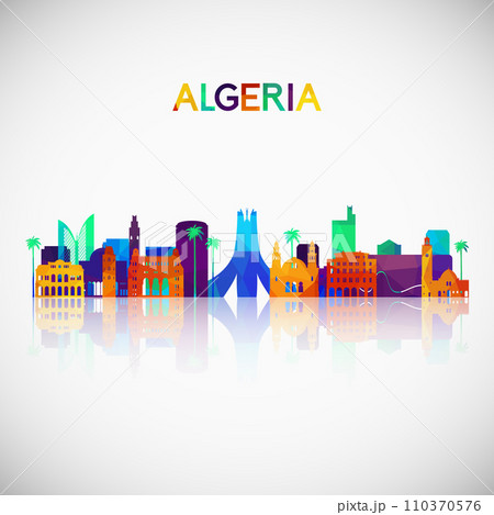 Algeria skyline silhouette in colorful geometric style. Algeria skyline silhouette in colorful geometric style. 110370576