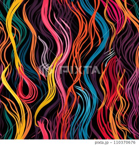 Colorful Charcoal Scribbles and Squiggles, Seamless Pattern for Bold Designs 110370676