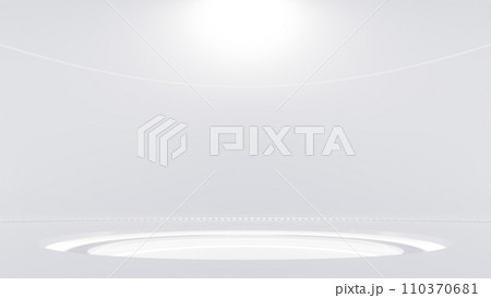 Technology Background. Power podium empty stage in white room. Sci-fi idea concept. Technological elements innovation background. 110370681