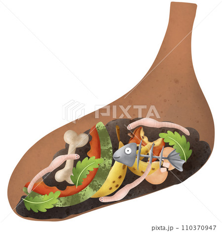 Watercolor painting of remain for composting 110370947