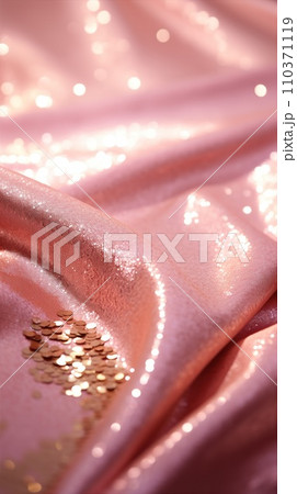 Glitter bokeh of satin fabric for background. Textile close up 110371119