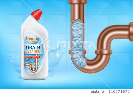 Plastic bottle with drain cleaner. Plastic bottle with drain cleaner. 110371679