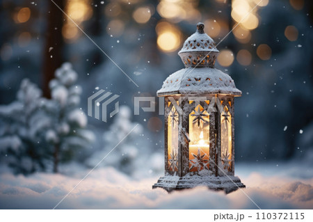 Xmas time and lamp of light with night time 110372115
