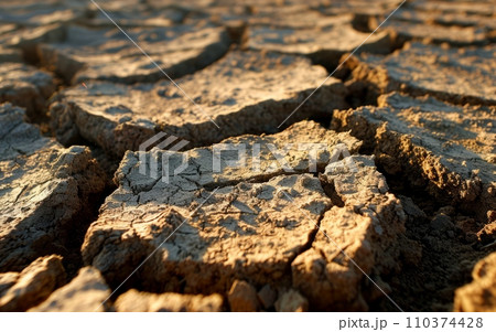 Dry cracked earth symbolizing water scarcity. Global warming, climate change and drought concept Dry cracked earth symbolizing water scarcity. Global warming, climate change and drought concept 110374428