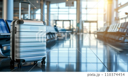 Suitcase in airport terminal. Travel and tourism concept. 110374454
