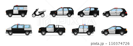 Police Patrol Vehicle with Car and Siren Vector Set Police Patrol Vehicle with Car and Siren Vector Set 110374726