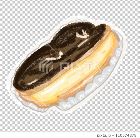 來自鎮上懷舊蛋糕店的手繪彩色鉛筆蠟筆觸摸泡芙 110374879