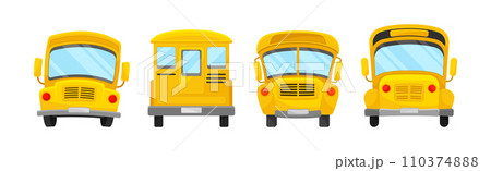 Yellow School Bus as Road City Traffic Vector Set 110374888
