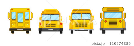 Yellow School Bus as Road City Traffic Vector Set 110374889