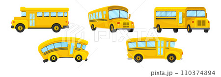 Yellow School Bus as Road City Traffic Vector Set 110374894
