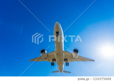 豊中市 千里川土手から見上げる着陸する航空機 豊中市 千里川土手から見上げる着陸する航空機 110375008