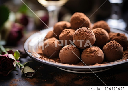 Tasty sweet chocolate truffles Tasty sweet chocolate truffles 110375095
