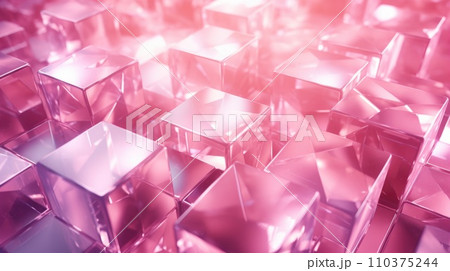 Abstract 3D background of pink transparent cubes 110375244