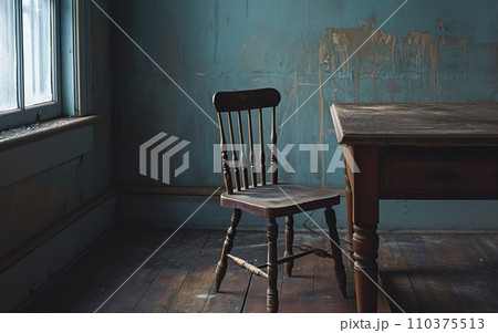 empty chair at a table, symbolizing the loss and absence felt by those who have lost loved ones to overdose. Concept of overdose 110375513