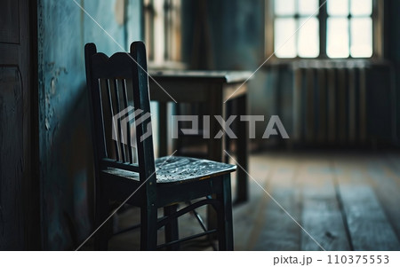 empty chair at a table, symbolizing the loss and absence felt by those who have lost loved ones to overdose. Concept of overdose empty chair at a table, symbolizing the loss and absence felt by those who have lost loved ones to overdose. Concept of overdose 110375553