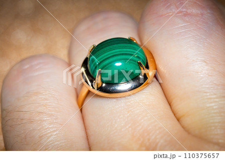 Golden ring with malachite 110375657