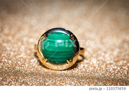 Golden ring with malachite 110375659