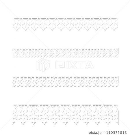 Set of white seamless lace borders with shadows, ornamental paper lines, Set of white seamless lace borders with shadows, ornamental paper lines, 110375818