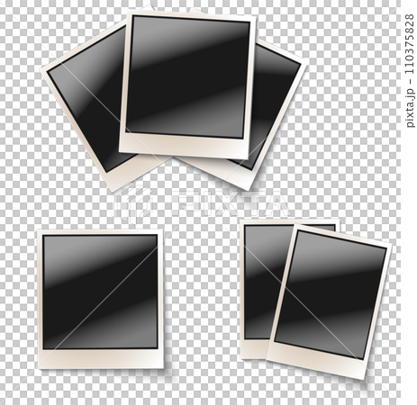 Old empty realistic photo frame with transparent shadow on plaid black white background. Photo border to family album. illustration for your design and business set Old empty realistic photo frame with transparent shadow on plaid black white background. Photo border to family album. illustration for your design and business set 110375828
