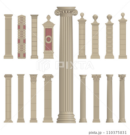 pillar column antique ancient old roman greek architecture set 110375831