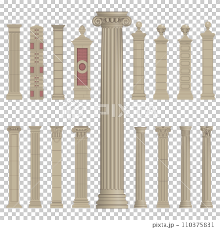 pillar column antique ancient old roman greek architecture set 110375831
