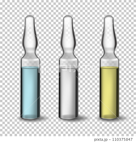Vector medical vials ampula set close up illustration Vector medical vials ampula set close up illustration 110375847