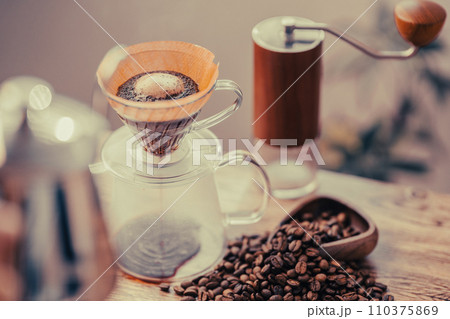 珈琲　コーヒー　ハンドドリップ　HARIO V60　抽出　茶木目　アンティーク 110375869