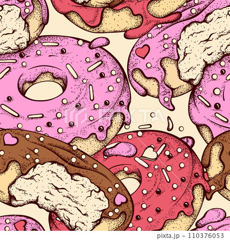 Cute Sprinkle Donuts Sweets Vector Desserts Seamless Pattern for Valentine's Day Cute Sprinkle Donuts Sweets Vector Desserts Seamless Pattern for Valentine's Day 110376053