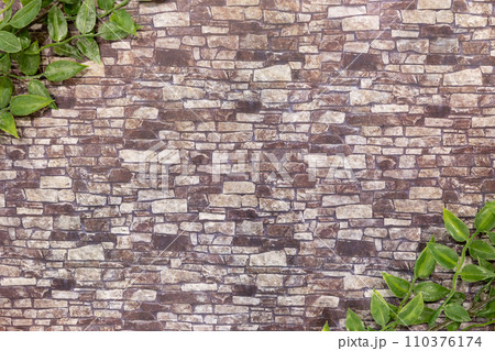 ボタニカル　細かい茶色レンガフレーム 110376174