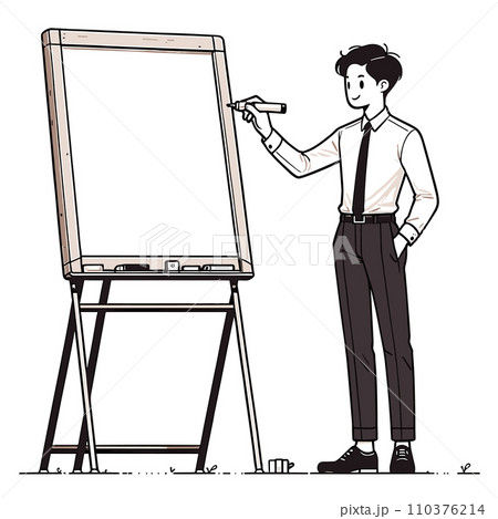 ボードに書き込む若い会社員 110376214