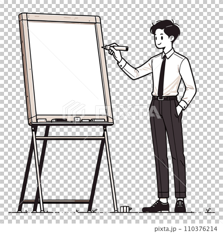 ボードに書き込む若い会社員 110376214