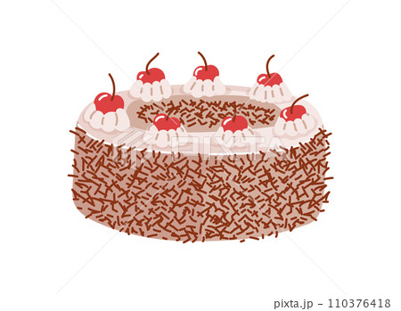 Black forest cake sweet pasty from germany with cherrys.Vector illustration 110376418