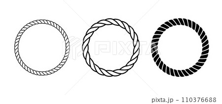 Rope frames set. Round cord borders collection. Circle rope wreath loop frames. Chain, braid or plait border bundle. Circular design elements for decoration, banner, poster. Vector illustration 110376688