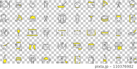Stylish line drawing meal icon set Stylish line drawing meal icon set 110376982