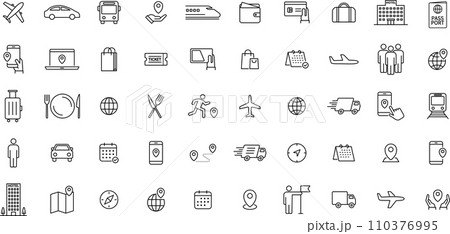線画のトラベル・移動系のアイコンセット 110376995