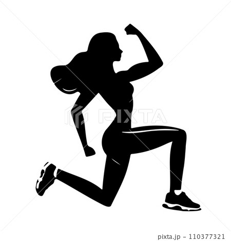 Running woman, abstract vector silhouette. Running woman, abstract vector silhouette. 110377321