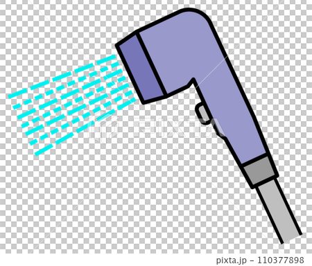 Illustration of a water-saving shower head in the bathroom 110377898