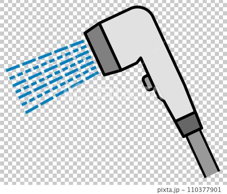 バスルームにある節水タイプのシャワーヘッドのイラスト 110377901
