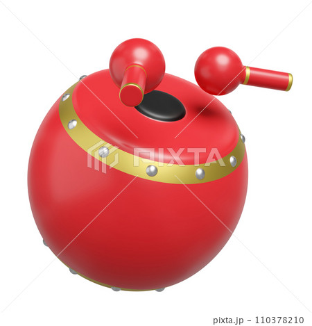 3d chinese drum and drum sticks for festive chinese new year holiday. 3d render illustration 3d chinese drum and drum sticks for festive chinese new year holiday. 3d render illustration 110378210