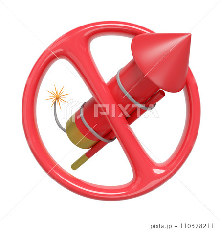 3d sign prohibiting lighting firework. 3d render illustration 110378211