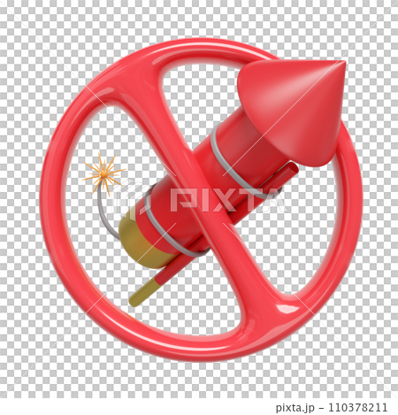 3d sign prohibiting lighting firework. 3d render illustration 110378211