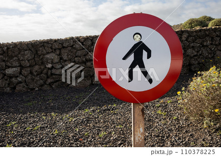 Traffic sign No pedestrians entry 110378225