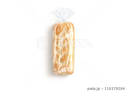 Blank bread in transparent cellophane pack mockup, top view Blank bread in transparent cellophane pack mockup, top view 110379284