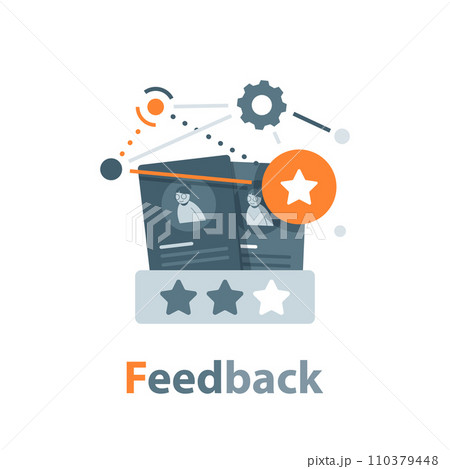 Customer Feedback,Portraits of three people and evaluation stars below,Client's Review 110379448