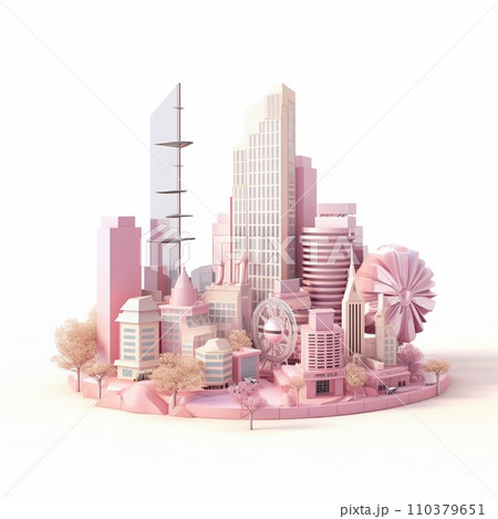 Sky scraper and stack of coins, Pastel background. 3D rendering. Financial and investment business concepts 110379651