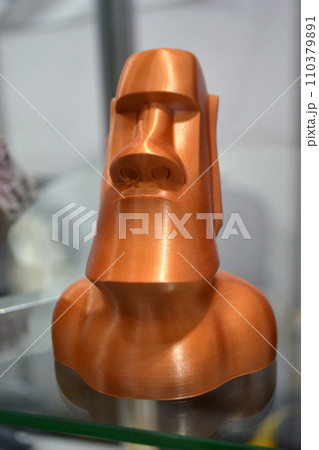 Art object printed on 3D printer. Model printed on 3D printer from melted plastic. Object printed close-up. Concept new modern innovation printing technology Art object printed on 3D printer. Model printed on 3D printer from melted plastic. Object printed close-up. Concept new modern innovation printing technology 110379891