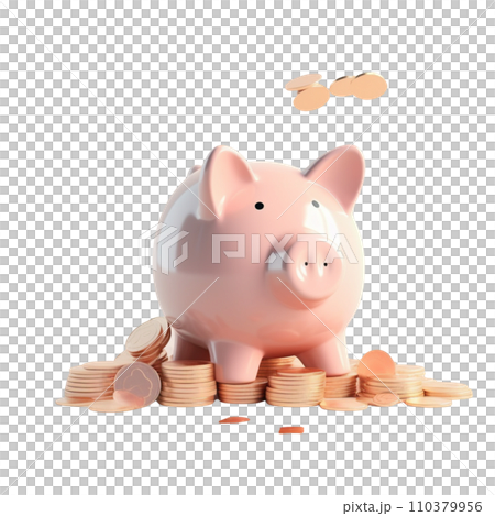 piggy bank. Pastel background. 3D rendering. Financial and investment business concepts 110379956
