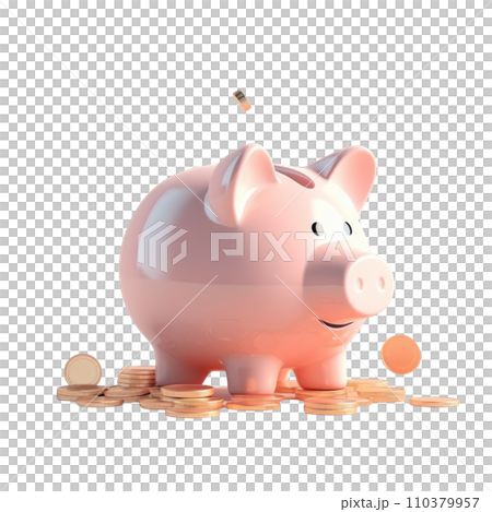 piggy bank. Pastel background. 3D rendering. Financial and investment business concepts 110379957