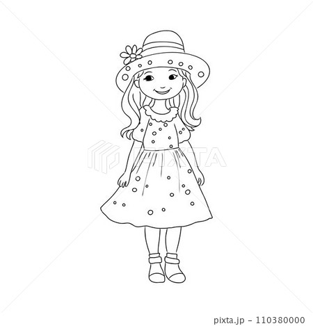 Girl cartoon,vector illustration isolated on white background,coloring book pages. 110380000