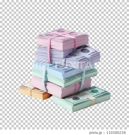 stack of dollars. Pastel background. 3D rendering. Financial and investment business concepts stack of dollars. Pastel background. 3D rendering. Financial and investment business concepts 110380238